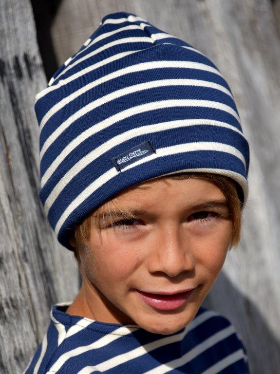 Bonnet Enfant Coton Bio 340g/m² Marine/Ecru