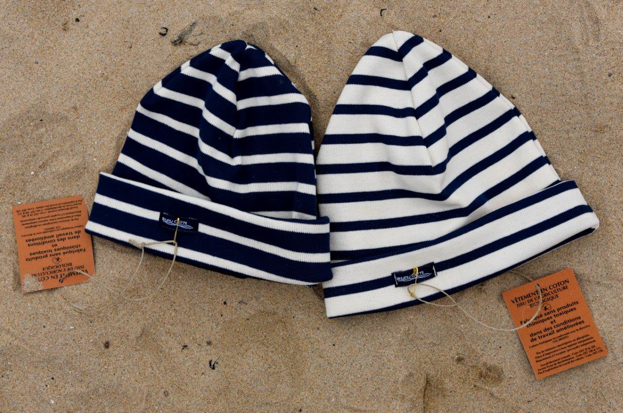 Bonnet Enfant Coton Bio 340g/m² Marine/Ecru